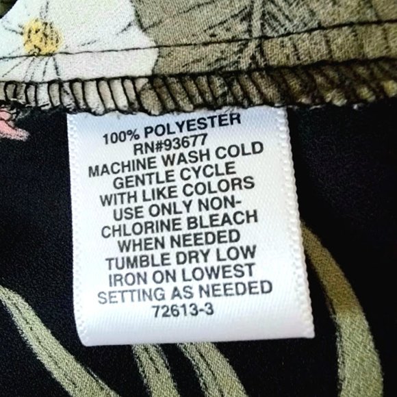 NEW Liz Claiborne Black Floral Square Neck Peplum Top Petite PXXL - Picture 6 of 6